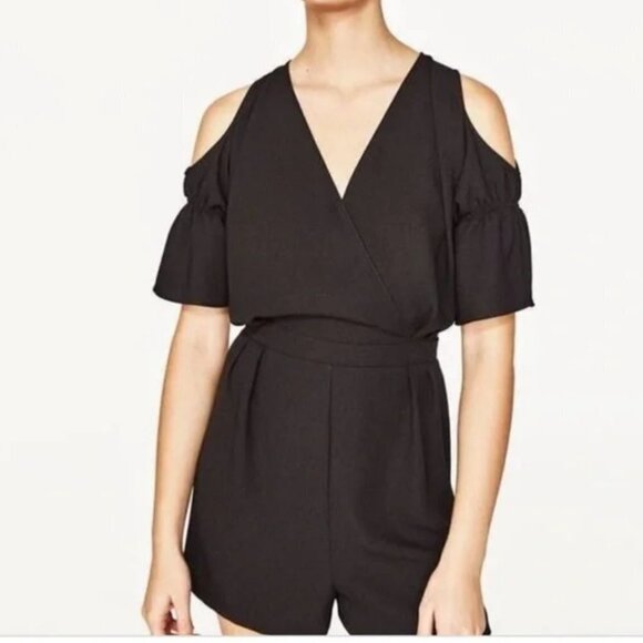 Zara Black Cold Shoulder Romper - Picture 11 of 13